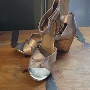Clarks Metallic Gold Heeled Sandals